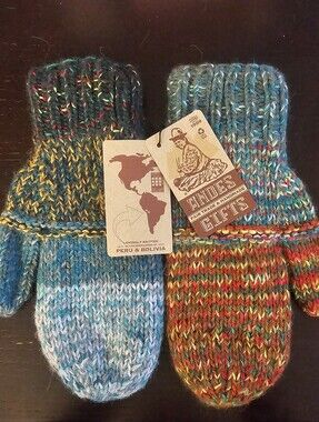 Andes Gifts Handmade Multi-Color Fleece Lined Mittens NWT